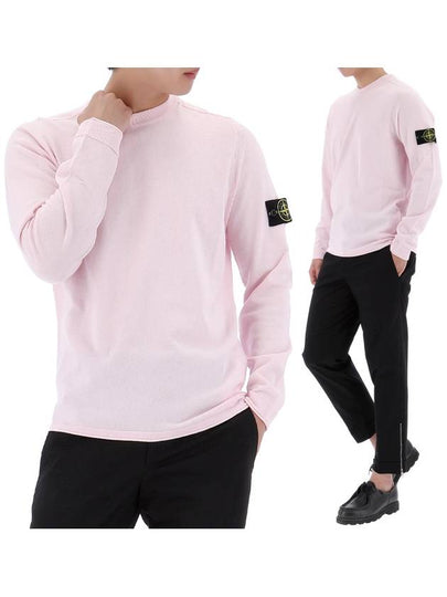 Raw Hand Cotton Crewneck Knit Top Pink - STONE ISLAND - BALAAN 2