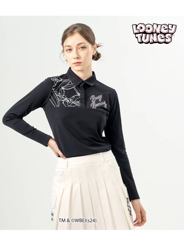 Women s Bugs Bunny Character Artwork Brushed Long Sleeve Collar T Shirt SO3LTS200 - SPARKS - BALAAN 4