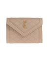 Gabi Envelope Quilting Small Lambskin Half Wallet Beige - SAINT LAURENT - BALAAN 1