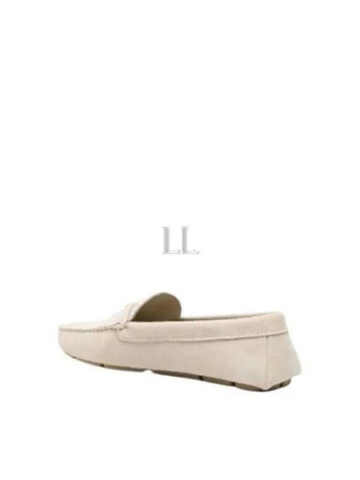 Triangle Logo Suede Driving Shoes Beige - PRADA - BALAAN 2