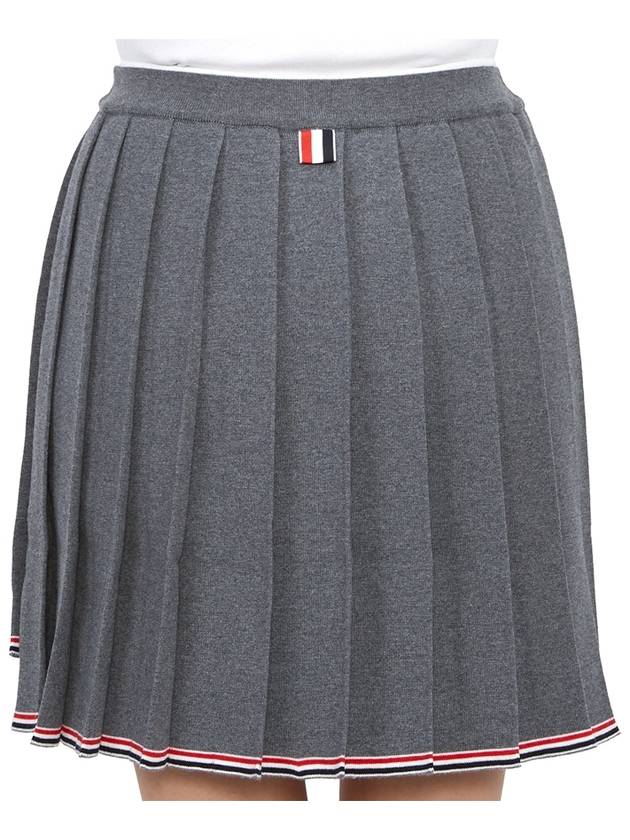 Full Needle Stitch Merino Wool Tipping Pleated Skirt Grey - THOM BROWNE - BALAAN 8