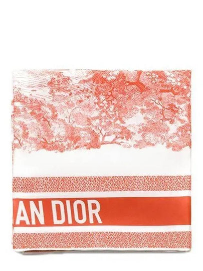 Toile de Jouy Sauvage 90 Square Scarf White Coral - DIOR - BALAAN 2