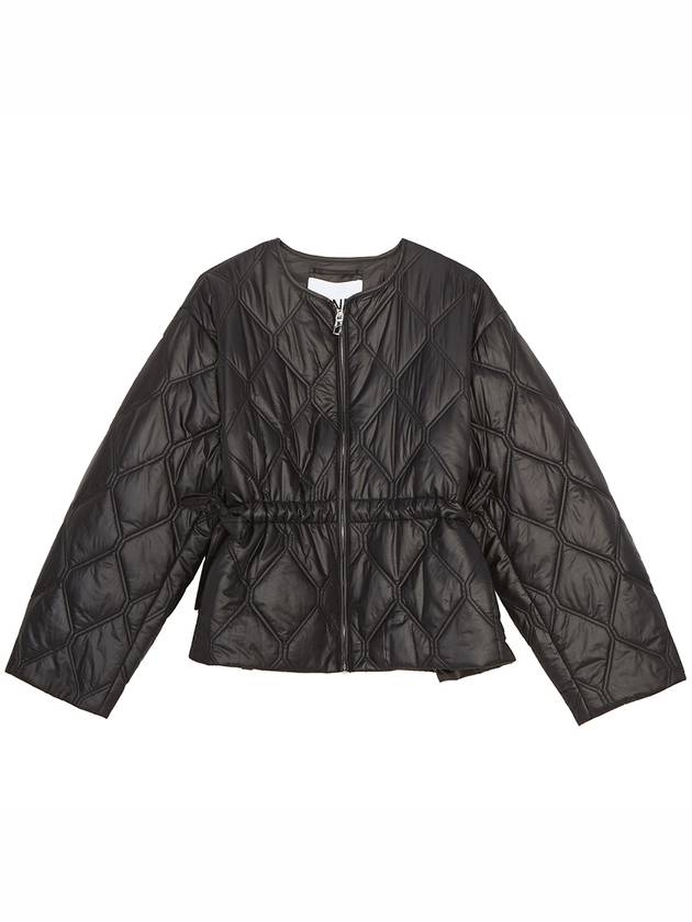 Shiny Quilted Zip-Up Jacket Black - GANNI - BALAAN 2