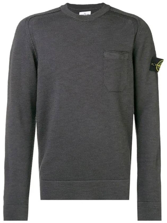 Wappen Pocket Round Knit Top Charcoal - STONE ISLAND - BALAAN 2