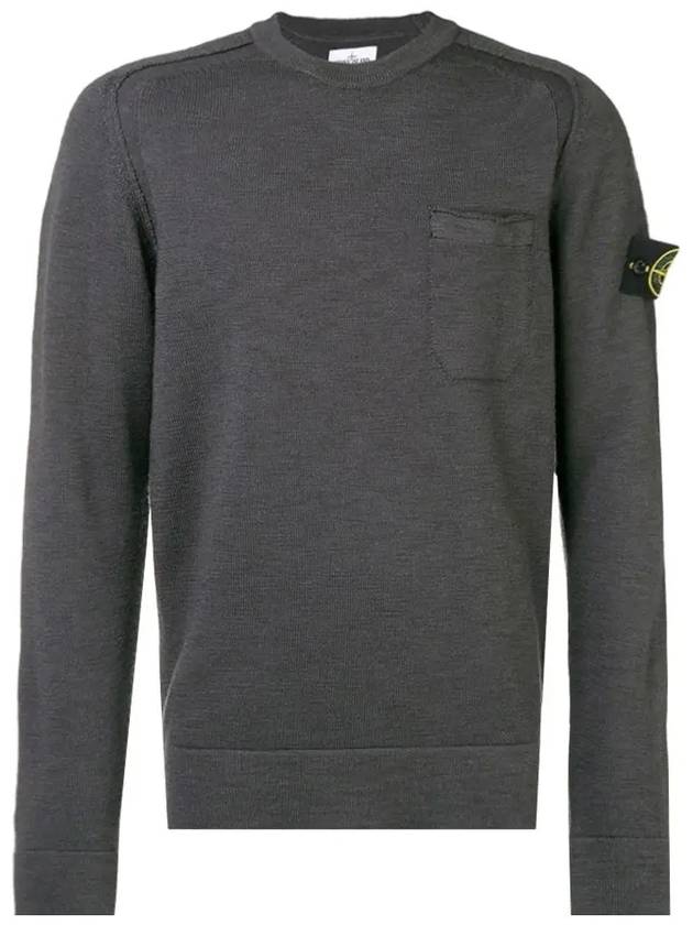 Wappen Pocket Round Knit Top Charcoal - STONE ISLAND - BALAAN 3