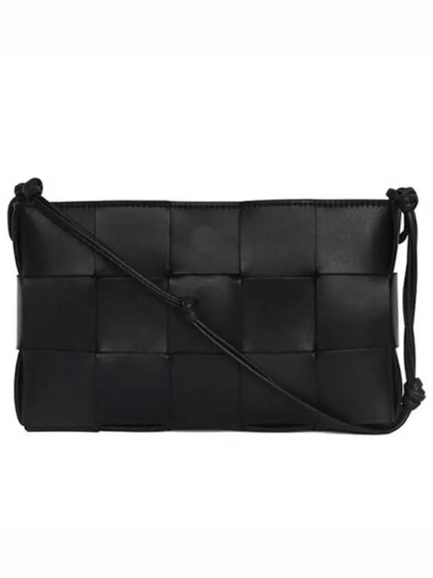 Intrecciato Cassette Leather Pouch Shoulder Bag Black - BOTTEGA VENETA - BALAAN 2