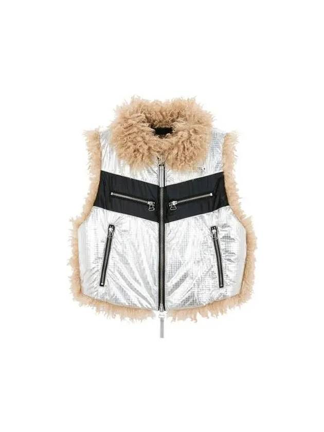 Women s Fur Trim Ripstop Vest Gray - DIESEL - BALAAN 1