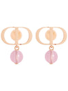 Petite CD Resin Pearl Earrings Pink - DIOR - BALAAN 1