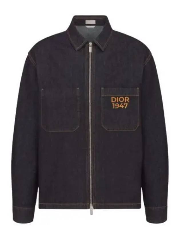 Homme Men Embroidered Logo Denim Jacket Navy - DIOR - BALAAN 2