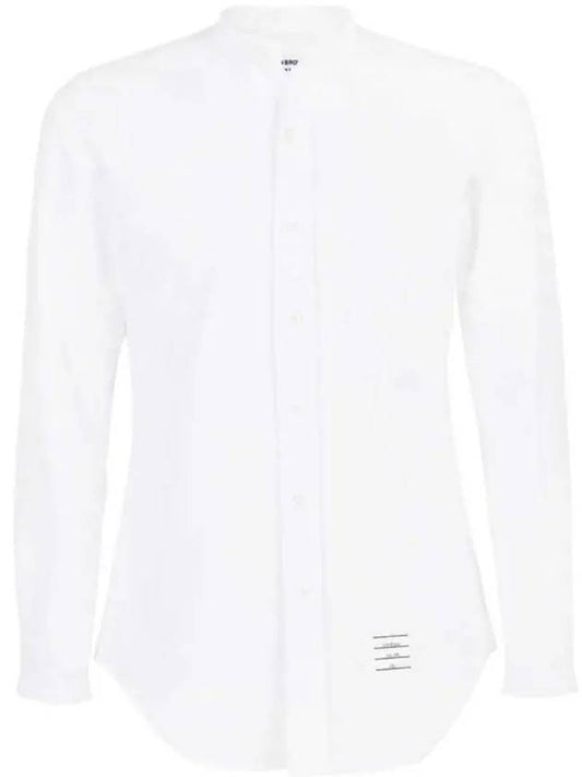 Three Stripes Tab China Collar Oxford Long Sleeve Shirt White - THOM BROWNE - BALAAN 2