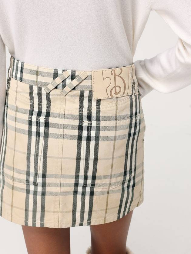 Check Denim Mini H-Line Skirt Grain - BURBERRY - BALAAN 5