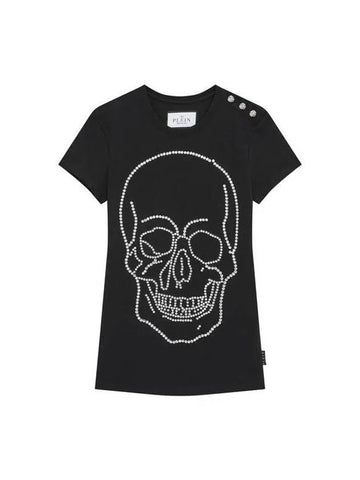 Week 20% Coupon 10% Women's Crystal Skull Short Sleeve T-Shirt Black - PHILIPP PLEIN - BALAAN 1