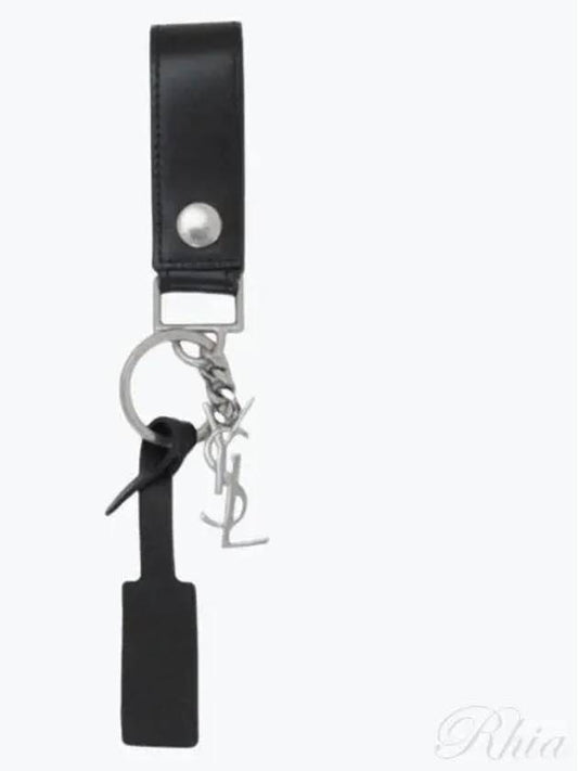 Monogram Leather Key Holder Black Silver - SAINT LAURENT - BALAAN 2