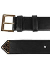 Triangular Logo Plaque City Leather Belt Black - PRADA - BALAAN 3