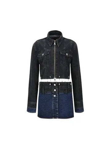 for WOMEN 3WAY blocking denim jacket awa549w WASHED BLACK INDIGO - ANDERSSON BELL - BALAAN 1