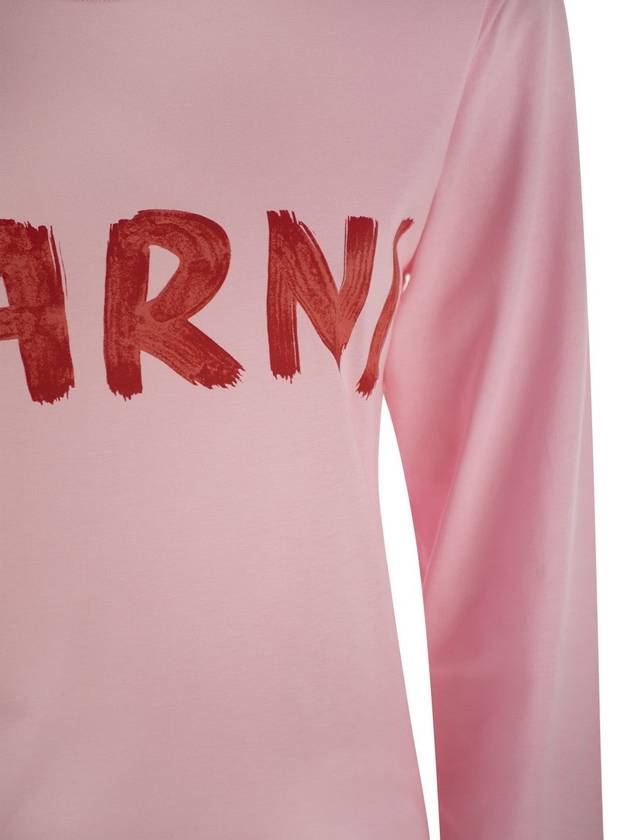 Logo Long Sleeve T-Shirt Pink - MARNI - BALAAN 5