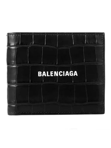 Logo Crocodile Effect Half Wallet Black - BALENCIAGA - BALAAN 1