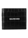 Logo Crocodile Effect Half Wallet Black - BALENCIAGA - BALAAN 1