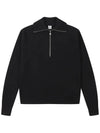 Half Zip-Up Merino Wool Knit Top Black - TOTEME - BALAAN 1