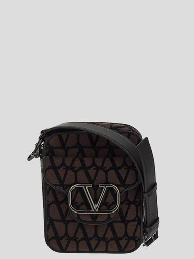 V Logo Toile Iconographe Shoulder Bag Brown - VALENTINO - BALAAN 1