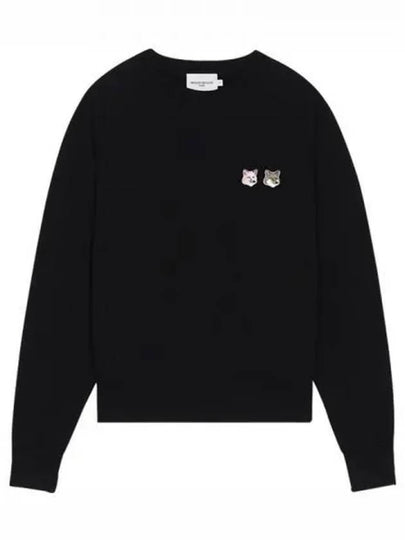 Double Fox Patch Head Sweatshirt Black - MAISON KITSUNE - BALAAN 2