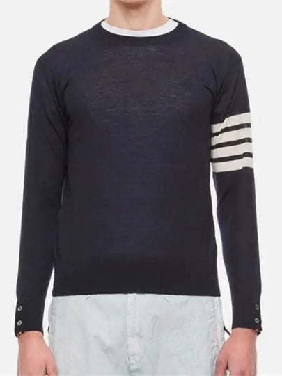 4 Bar Armband Classic Merino Wool Knit Top Navy - THOM BROWNE - BALAAN 2