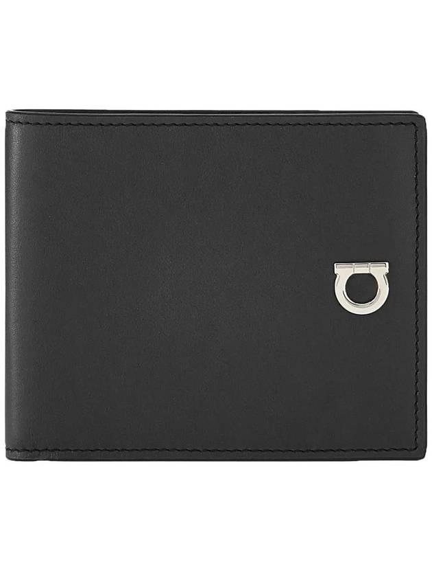 Gancini Logo Half Wallet Black - SALVATORE FERRAGAMO - BALAAN 3