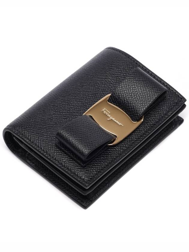 Vara Bow Gloss Flap Half Wallet Black - SALVATORE FERRAGAMO - BALAAN 6