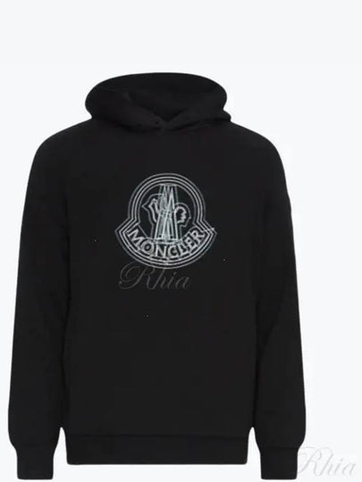 Logo Motif Hoodie Black - MONCLER - BALAAN 2