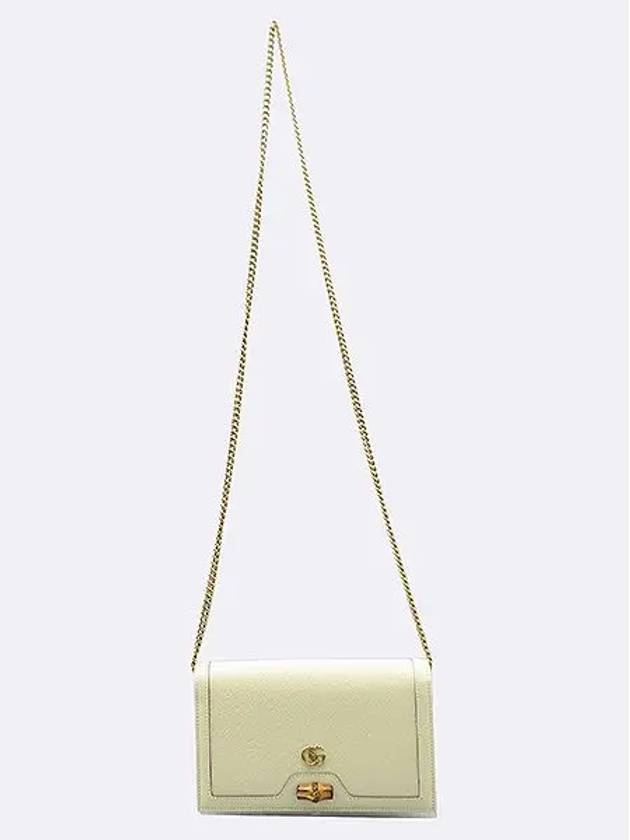 696817 White color leather Diana bamboo mini cross bag - GUCCI - BALAAN 5