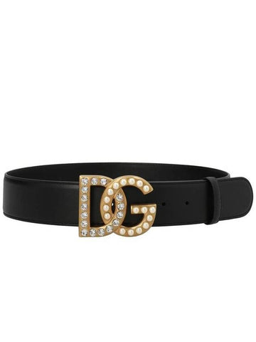 logo buckle leather belt black - DOLCE&GABBANA - BALAAN 1