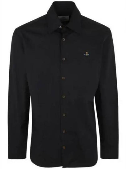 Men's Embroidered ORB Long Sleeve Shirt Black - VIVIENNE WESTWOOD - BALAAN 2