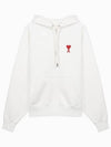 Heart Embroided Logo Cotton Hoodie White - AMI - BALAAN 2