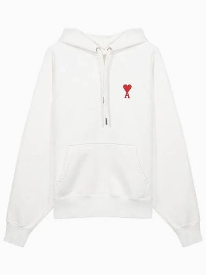 Heart Embroided Logo Cotton Hoodie White - AMI - BALAAN 2