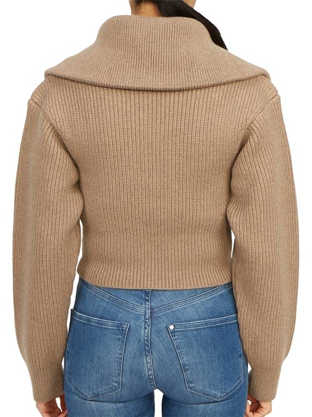 La Maille Risoul Double Collar Knit Top Dark Beige - JACQUEMUS - BALAAN 7