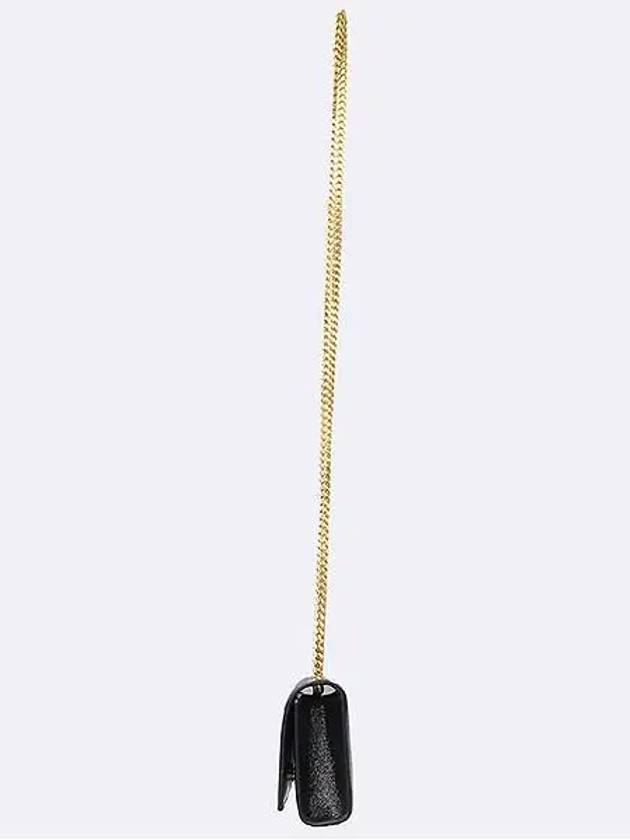 354121 Black glossy Kate mini gold logo chain cross bag - SAINT LAURENT - BALAAN 4