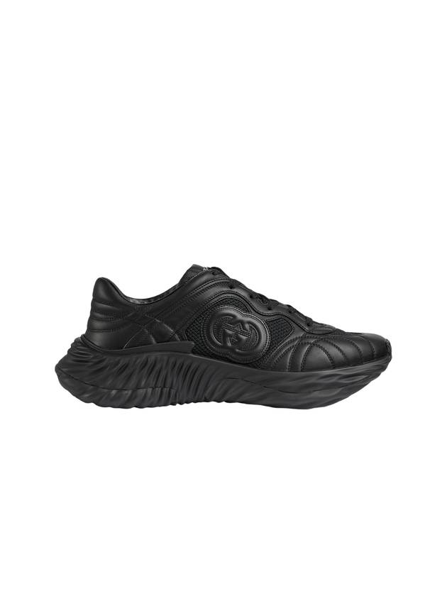 Interlocking G Chunky Leather Low Top Sneakers Black - GUCCI - BALAAN 2