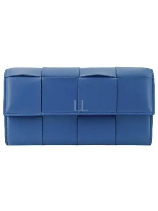 Cassette Flap Leather Long Wallet Blue - BOTTEGA VENETA - BALAAN 2