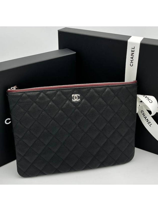 Classic Medium New Clutch Caviar Black Silver A82545 - CHANEL - BALAAN 1