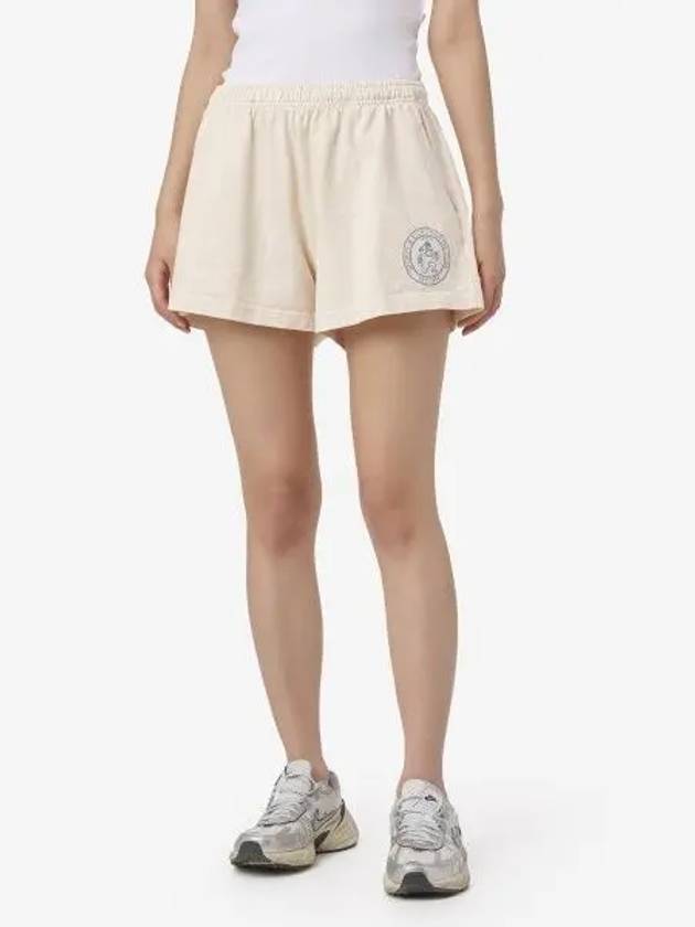 Lion Crest Disco Denim Shorts Cream - SPORTY & RICH - BALAAN 2