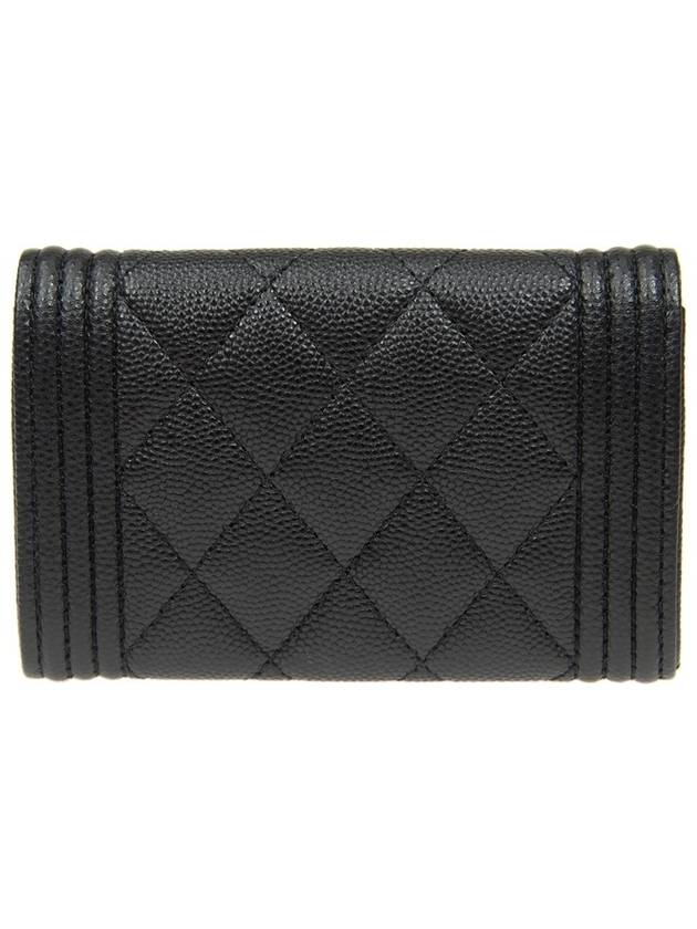 Boy  Flap Card Holder Grained Calfskin Ruthenium Black - CHANEL - BALAAN 4