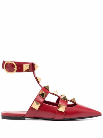 Roman Stud Flat Red - VALENTINO - BALAAN.