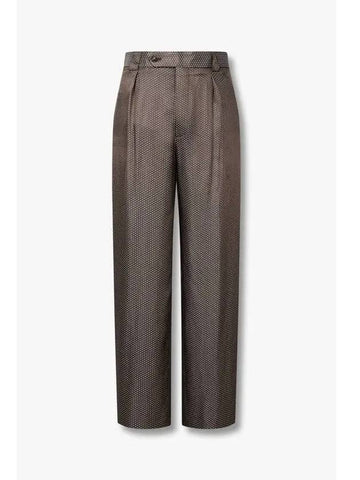 Men s Glossy Floral Easy Pants Dark Khaki - GIORGIO ARMANI - BALAAN 1