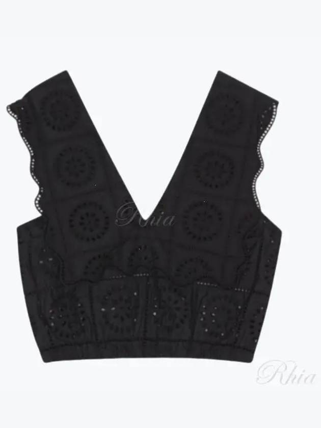 Broderie Anglaise Rhythm Collar Sleeveless Black - GANNI - BALAAN 2