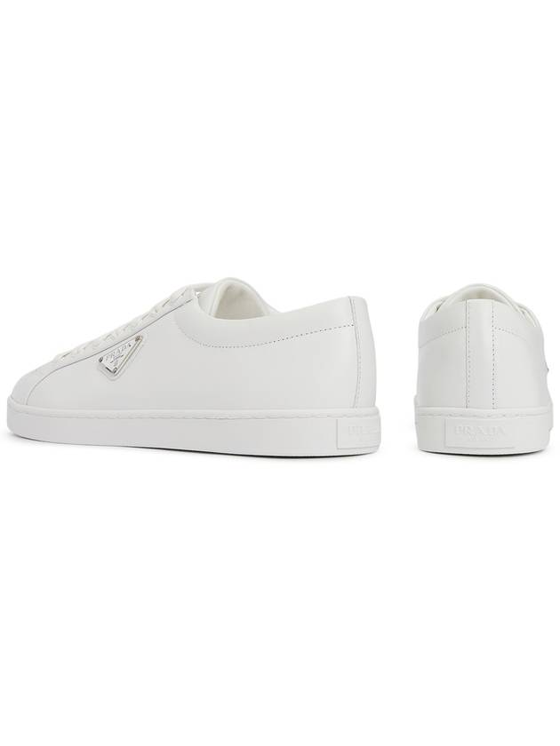 Brushed Leather Low Top Sneakers White - PRADA - BALAAN 7