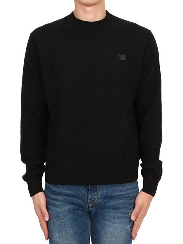 Face Patch Crew Neck Knit Top Black - ACNE STUDIOS - BALAAN 2