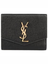 Uptown Compact Grain De Poudre Embossed Leather Halfwallet Black - SAINT LAURENT - BALAAN 2