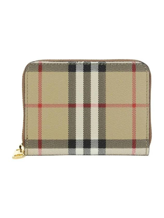 Check Leather Coin Wallet Beige - BURBERRY - BALAAN 1