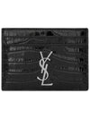 Cassandre Shiny Crocodile Card Wallet Black - SAINT LAURENT - BALAAN 2