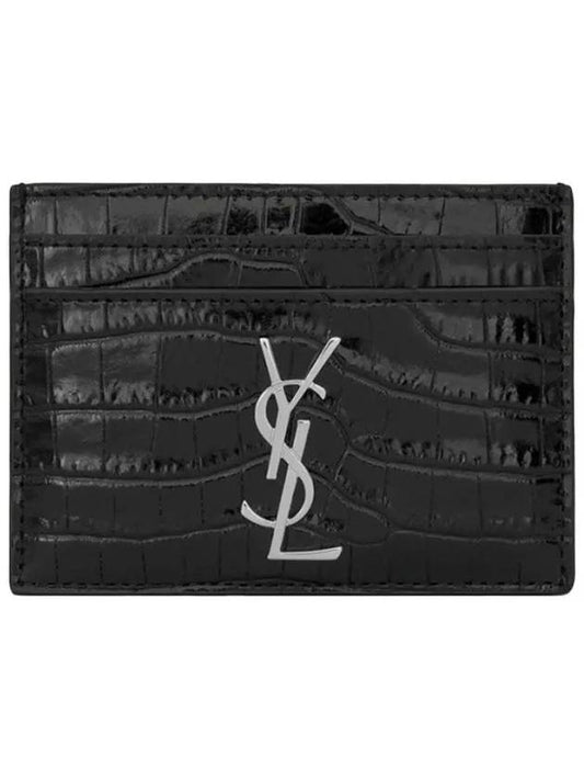 Cassandre Shiny Crocodile Card Wallet Black - SAINT LAURENT - BALAAN 2